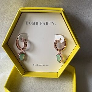 Bomb Party Gold and Green Gemstone Earrings